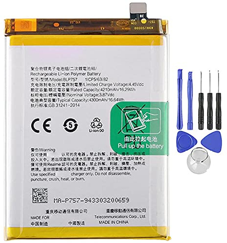 Batterie compatible avec OPPO BLP757 Realme 6 / PRO / 6S 4300 mAh haute capacité avec kit de démontage inclus