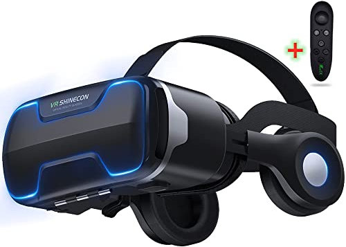 Casque VR avec contrôleur Compatible pour iPhone et Android, Mise à Niveau des Lunettes VR avec Casque, visionneuse de réalité virtuelle 3D, Prise en Charge des Smartphones de 4,7 à 6,0 Pouces