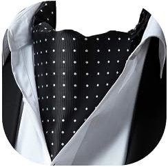 HISDERN Krawattenschal Schwarz Herren Hochzeit Ascot Krawatte Gepunktete Elegant Business Halstuch
