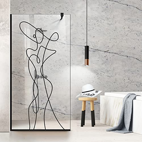 Aqua Roy Black Modèle Vogue Black Paroi de douche en verre transparent de 8 mm à partir de 70/80/90/100/110/120 avec revêtement nano sablé (100 x 195 cm)