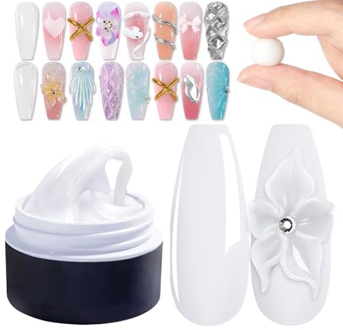 GZMAYUEN Non-Stick Solide Sculpture Builder Gel Blanc Gel Ongle UV Construction 15ML White Solid Gel Extension Ongles Décoration Allonge Et Répare Nail Art Manucure DIY