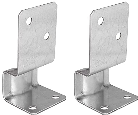 BRESKO Stützenfuß dekorativ Pfostenträger Pfostenschuh Bodenhülse Pfostenanker Pfostenfuß (Silber: 70x70x142 mm, 2)