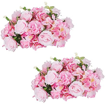 Inweder Blumenkugeln für Tafelaufsätze Hochzeitsblumen – 2 Stück künstliche Rosenkugeln, rosa Blumen für Tafelaufsätze, Tische, Hortensien, Arrangement-Blumenstrauß für Party, Valentinstag