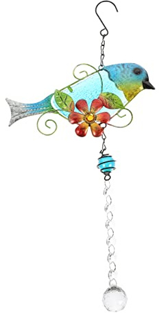 Hoement Stained Glass Bird Hanging Crystals Prisms Decorative Wind Mobile Crystal Prisms Ornament Hanging Window Ornament Chakra Crystal Balls Bird Windchimes Locket Cell Phone Charm Iron