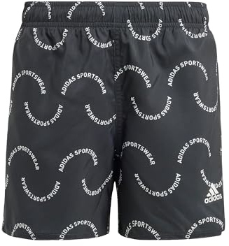 adidas Bambino Sportswear Wave Print CLX Swim Shorts Kids, Black/off White, 9-10 Years