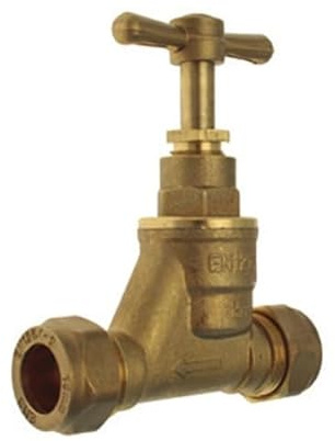 15mm Stopcock Valve - Brass Compression Stop Cock/Tap BS1010