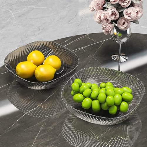 JUNYFFF Ciotole per Frutta, Ciotola per Frutta, Cesto per Frutta in Plastica, Cesto per Frutta E Verdura in Plastica, Grande Cestino Rotondo in Plastica per Frutta E Verdura 24Cm, 2 PCS