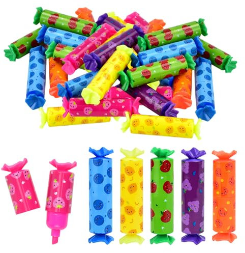 LPAMABA 30 Stück 6 Farben Mini Textmarker Stift Set Textliner Highlighter Stifte Marker Highlighter Pen für Schüler Mitgebsel Lustige Schreibwaren Süße Bonbon Form