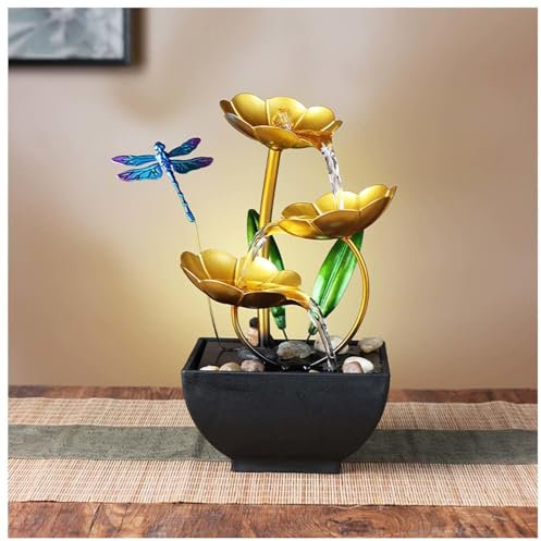 Fontana Zen Con Luce LED Fontana Zen Da Interno ， Pompa Sommergibile Silenziosa Fontane Da Giardino Adatto per I Club,Dragonfly