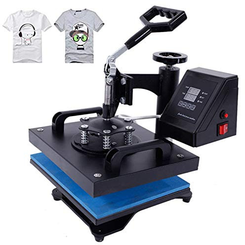 Chynalys 23x30 Heißpressmaschine, 900W Hitzepresse Transferpresse Hitzepresse, Hochdruck-Schüttelkopf-Bügelmaschine, Heißpresse Maschine T-Shirt Presse Maschine, Druck einstellbar