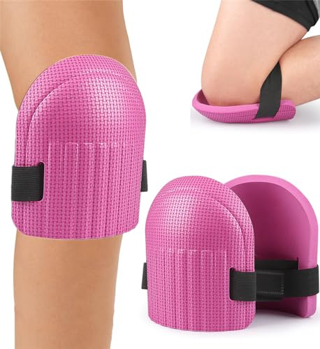 Xemz Gardening Knee Pads, 1 Pair Non-slip EVA Foam Knee Pads with Adjustable Strap, Safety Kneepads Gardening Kneeling Cushions Knee Protector for Construction Work Floor Cleaning Housework (Rose)