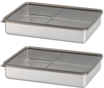 burkfeeg 2 Pezzi Contenitore per Pancetta Da Frigorifero, Contenitori per Alimenti in Acciaio Inossidabile, Contenitore Ermetico Salumi Dimensioni Extra Per Formaggi, Carne, Salsicce