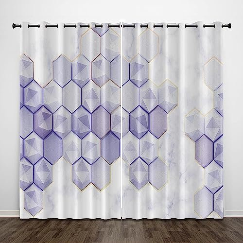Vorhang Kinderzimmer Lila Geometrisches Mosaik Kinder Vorhänge Mit Ösen Polyester Gardinen Thermovorhang Blickdicht Ösenschal Kindergardinen 2 X 91.5 X 214 Cm Für Wohnzimmer,2Er Set -3N8C4W9E7U6Y3H9P1