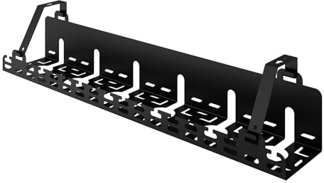 Stalflex | Kabelorganisatör för skrivbord, avtagbar, 600 x 100 (+20) x 100 mm, metall, svart | kabelorganisatör, avtagbar, kabelhållare, kabelfack
