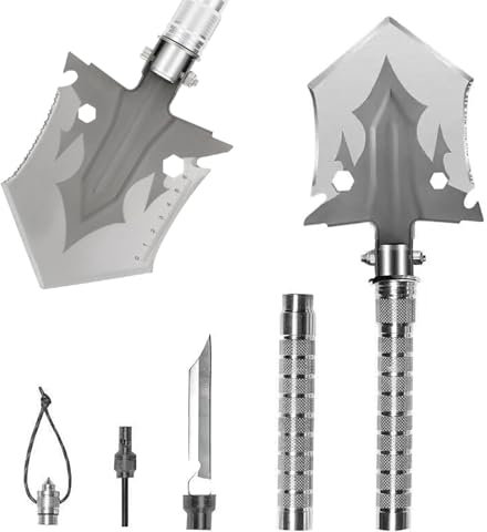 Herfair Klappspaten Outdoor Multifunktional Schaufel Edelstahl Gartenschaufel 3 Winkel Verstellbare Spaten für Wandern Camping Survival (B)