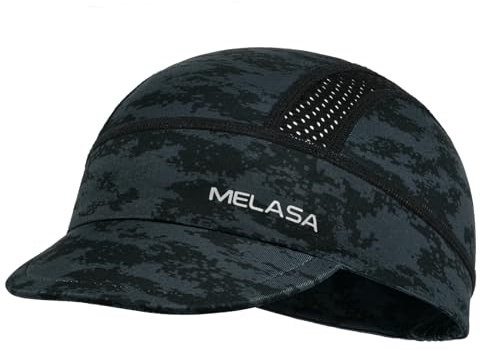 MELASA Fahrrad Cap, Kühlende Skull Cap Unterhelmmütze mit Sonnenblende | Feuchtigkeitsableitende Fahrradkappe, Atmungsaktives Mesh, UV-Schutz, ultra-leicht, Kühlend für Radfahren Motorrad Laufen