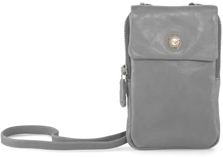 Cas8 Handytasche Lilly, Smartphone Tasche aus Leder mit RFID-Schutz und 6X Kartenfächer, höhenverstellbarer Schultergurt, passend für Handys bis 8,5x15x1,3cm