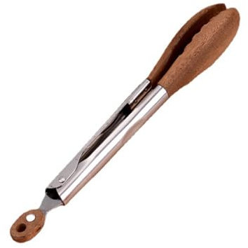 HAPPOW Pinzas de cocina sostenibles de madera y acero inoxidable (29 cm), resistentes al calor para cocinar, asar y servir, sin arañazos, con mango de madera de acacia y ojales para colgar