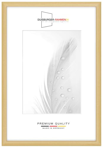 Duisburger-Rahmen24 Holz Bilderrahmen Schmal 50 x 60 cm in Natur | inkl. bruchsicherer Anti-Reflex Kunstglasscheibe | Rahmen für Poster | Puzzle | Foto collage DR080