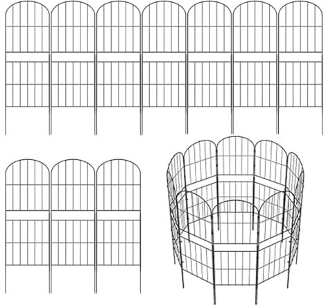 My Link Decorative Garden Fence Fencing 10 Panels，10.8ft (L) x 36in (H) Rust-Proof Metal Wire Border Animal Barrier for Dogs Metal Fence Panels for Garden Outdoor.