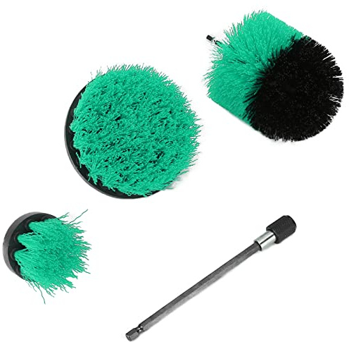 Glomora Juego de 3 cepillos de Taladro, Kit de cepillos de Limpieza de Taladro Largo extendido eléctrico para lechada, Piso, bañera, Ducha, azulejo, baño (Verde)