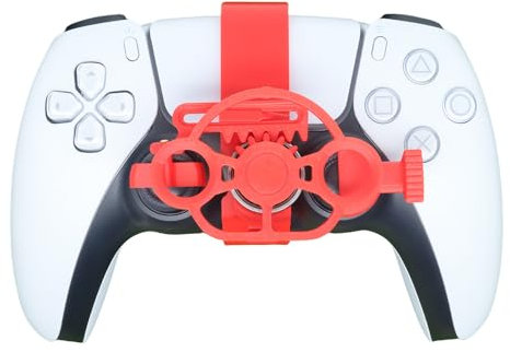 Mini Steering Wheel for PS5 and for PS5 slim Racing Game Controller 3D printing Wheel Auxiliary Replacement Lightweight Handle Racing Wheel Accessories (Red)
