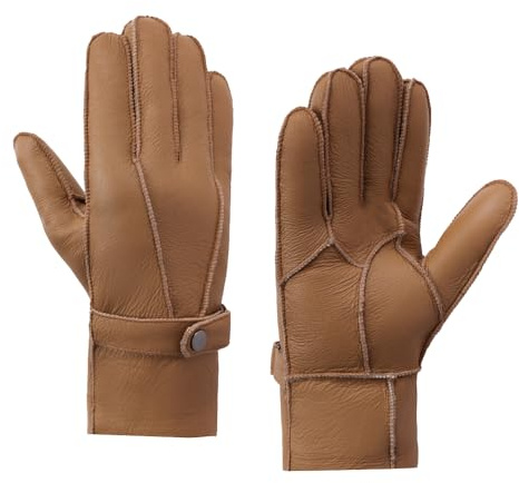 Gants en cuir pour hommes,Hommes polaire chaude doublée hiver Gants,Chameaux,XXL