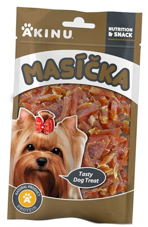 Akinu Hundeleckerli Hühnerstreifen – Getreidefreie Hunde Leckerlis für Training oder als Snack – 10er Pack (10 x 75 g) – Reich an Fleisch, Natürliche Belohnung für aktive Hunde – Dog Treats