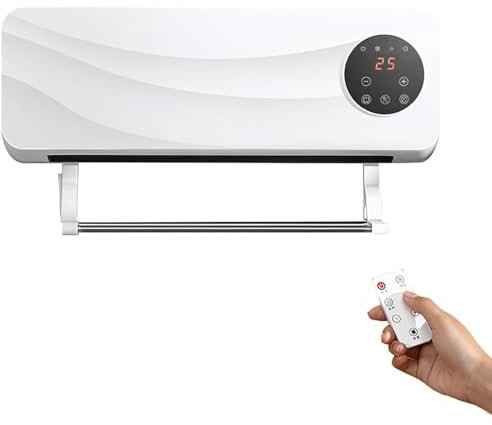 Split Air Conditioner and Heating System with Remote Control - Wall Mounted Portable Model for Room, Kitchen, Office - Touch Screen Fan and Coat Hanger Included