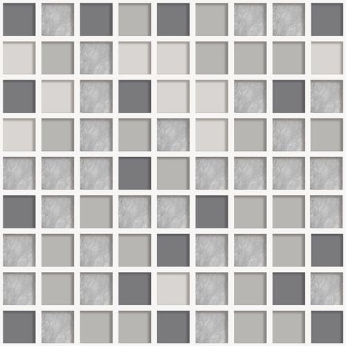 ANHUIB Dark Mosaik Fliesenaufkleber,Grau Klebefliesen Küche,Fliesenaufkleber Bad,Küchenrückwand Wasserdichte Wandtattoo Selbstklebende,Klebefolie Fliesenoptik,Klebefolie für Fliesen Bad Tapeten,44x300