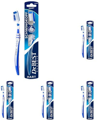 Dr.BEST Schwingkopf Zahnbürste, Hart (1 Stück), für die Reinigung schwer erreichbarer Stellen (Packung mit 5)