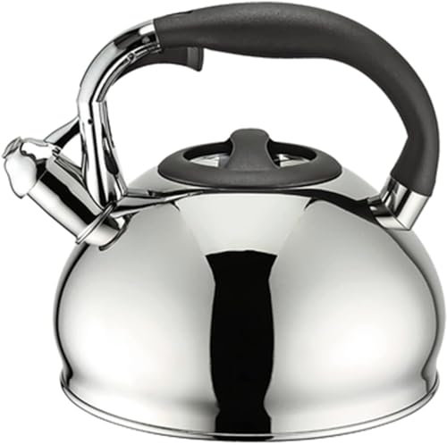 ABBNIA Stove Top Whistling Tea Kettle- Stainless Steel Teakettle Teapot With Cool Touch Handle 2.3L/2.5L/3L Brushed Stainless Steel Finish Teapot Silver-2.5L