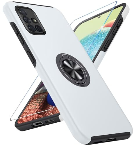 Vaki Handyhülle für Samsung Galaxy A71 4G Hülle mit Schutzfolie, Schutzhülle Galaxy A71 4G Case mit Magnetischer Ring Ständer Kratzfest Fallfestigkeit Stoßfest für Samsung A71 4G Cover (Silber)