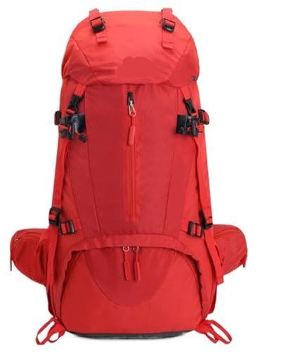 OUYUE Sac À Dos De Voyage Sac d'alpinisme 55L Sac À Dos De Voyage en Nylon Imperméable Sac À Dos De Camping en Plein Air Sac À Dos pour Camping Trekking(Rot)