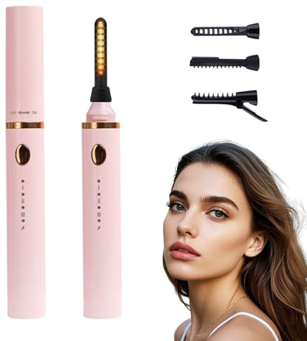 Beheizbare Wimpernzange, 3 In 1 Elektrische Wimpernzange mit 3 Temperaturmodi für 10S Schnelles Aufheizen, USB Natürliches Wimpernbiegen für 24 Stunden für Damen Make-up Werkzeuge (Rosa)
