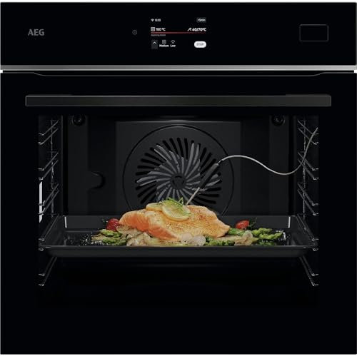 AEG Horno Multifunción TB8SB73ZAB, 70 L, Limpieza a Vapor, 25 Funciones, 119 Programas Automáticos, Sonda Térmica, Cocción a Vapor, Pantalla Tactil, Carriles Telescopicos, Conectividad Wifi, Negro