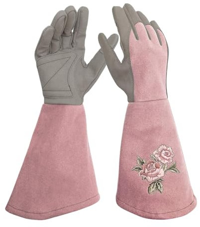Generisch Rose Gartenhandschuhe Damen Mit Langem Schutz, Arbeitshandschuhe, Rosenhandschuhe Damen Dornenfest, Lange ärmel, Dicker Handschuh, Rutschfestes Leder Zum Graben, Pflanzen, Beschneiden, L