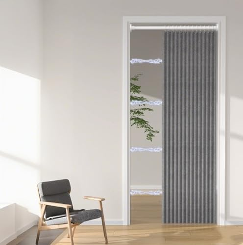 Icegrey Cortina Cocina Puerta, Cortina Separadora De Ambientes, Cortina Plisada Plegable Invisible con Magnéticas Cortina Plegable para Cocina,Comedor, Gris