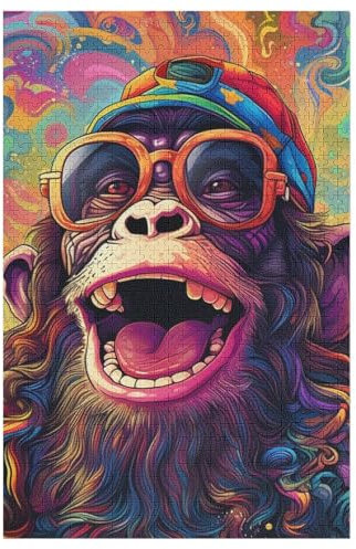 Gorilla Holzpuzzle Für Erwachsene Teenager Stress Abbauen Familien-Puzzlespiel Poster 1000-teiliges Puzzle Kinder Lernspiel （78×53cm）