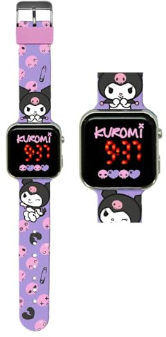 CARTOON Orologio da polso digitale Kuromi per bambini con schermo quadrante a led e cinturino in silicone