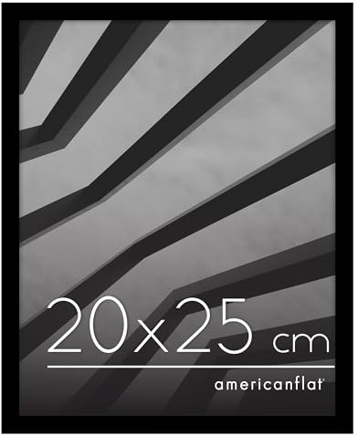 Americanflat Cornice 20x25 cm Nera - Cornice per Foto 25x20 cm con Bordo Sottile e Pannello Vetro Resistente agli Urti - Portafoto con Ganci e Cavalletto Integrati per Pareti e Ripiani