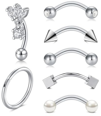 AVYRING 16 G Rook Piercing orecchini – in acciaio inox Cartilage gioielli da donna con disegni di diamanti, ipoallergenici in argento e oro per elice, trago, daith, conch piercing, Acciaio
