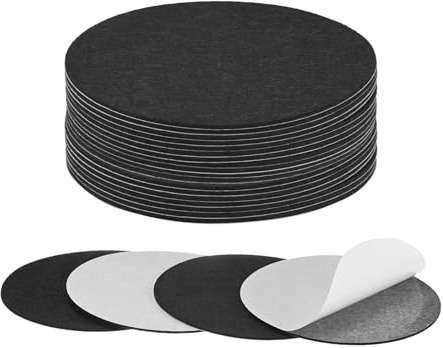 M METERXITY 20-Pack Lamp Base Felt, 6 Inch Dia. 2mm Thick Self Adhesive Round Fabric Felt Pads for Lamp/Furniture/DIY, Non-Slip Fiber Backed Patch Circles with Adhesive Backing [Black]