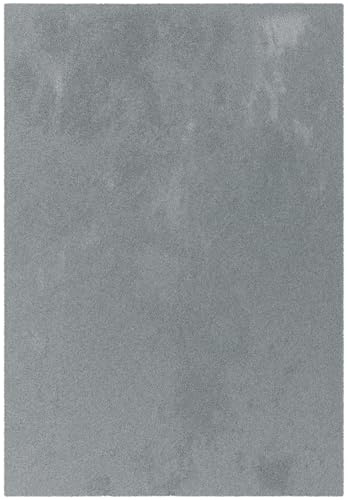Primaflor Hochflor-Teppich Mellow 80x150cm Grau | Einfarbig, waschbar, mit Glanzoptik & weicher Rückseite | zuschneidbar, antistatisch, Oeko Tex, für Wohnzimmer, Schlafzimmer, Flur