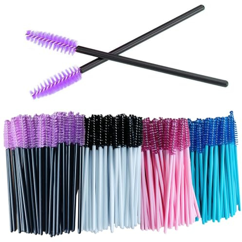 200 Pcs Mascara Wands, Disposable Lash Spoolies 4 Colors Eyelash Brushes Applicator Eye Lash Brush for Lift Eyebrow and Eyelash