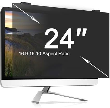 Filtro per la Privacy del Computer 24 Pollici, Schermo per la Privacy Appeso Rimovibile Anti Spia Blackout Desktop Protector per Monitor Widescreen 16:9 16:10,24(16:9)
