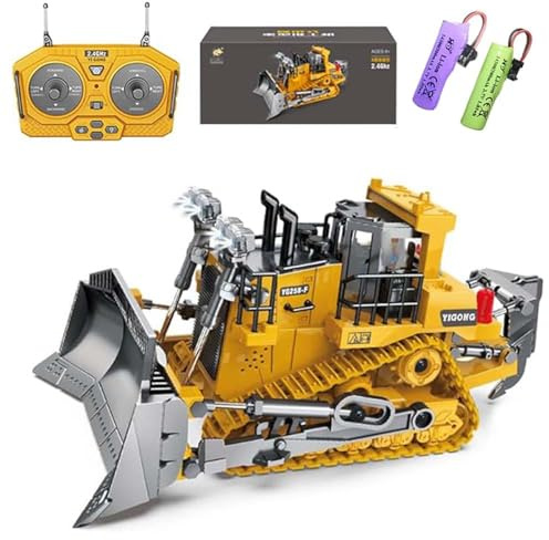 Ledovan Bulldozer giocattolo telecomandato, escavatore RC auto giocattolo con luce ed effetti sonori, escavatore in metallo, regali per ragazzi e ragazze