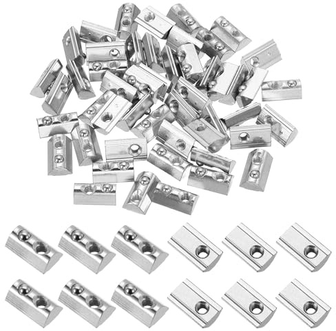 PATIKIL M5 Half Round Roll in Spring t Nuts, 50 Pcs 4040 Series Carbon Steel t Slot Spring Nuts for 8mm Aluminum Extrusion Profile 3D Printer DIY Tools Furniture Assembly, Silver