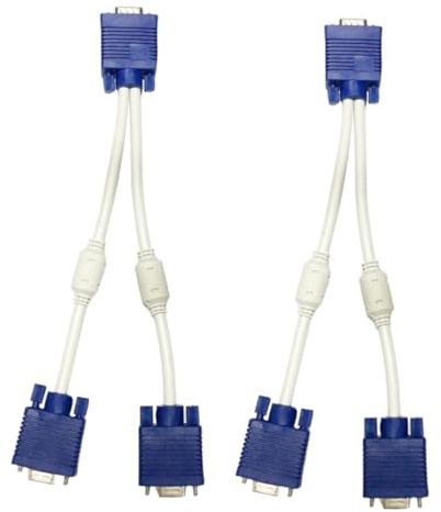 LOLIPPYY Cable Divisor De Vídeo Vga 0,3 m Doble Salida Hembra Adaptador para Monitor y TV, 2 Unidades, Negro, Conexión Estable para Uso Profesional