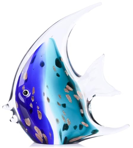 XMGZQ Handgeblasene Glasfisch-Figuren, Meeresglas-Kunstfiguren, Ornament, tropische Fisch-Briefbeschwerer, Küstenstranddekoration, bunte Ästhetik, Heimdekoration für Bücherregal, Büro, Wohnzimmer